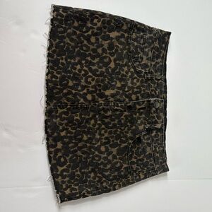 Ashley Mason Cheetah Denim Skirt